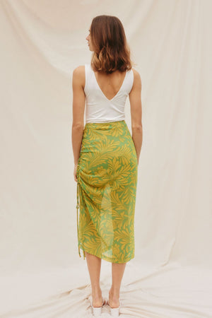 Lime tropical midi skirt