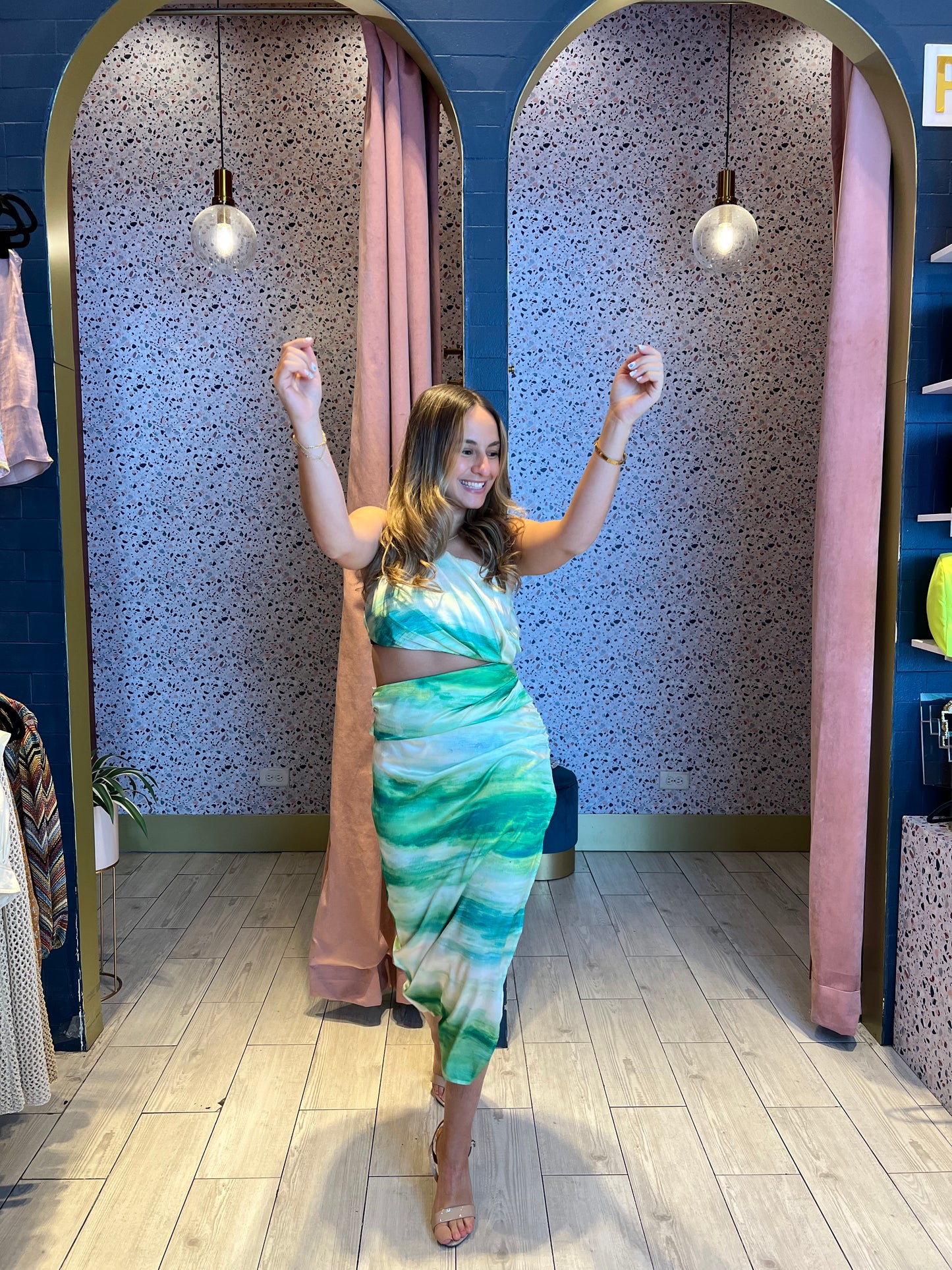Tie dye cut out dress