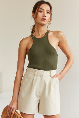 Olive ribbed top