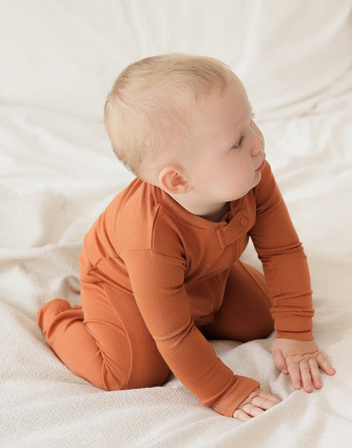 Brown baby footie