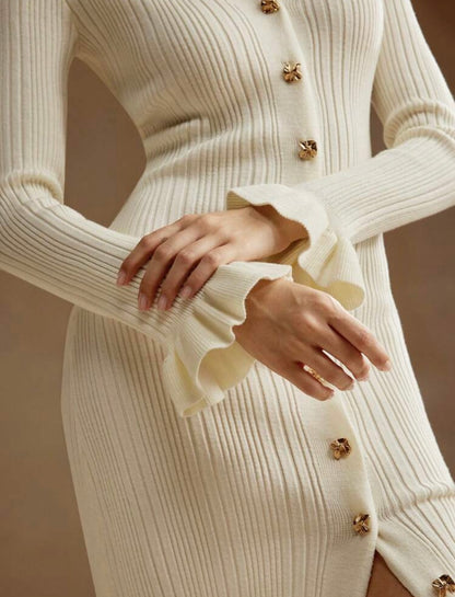 Ivory ribbed dress
