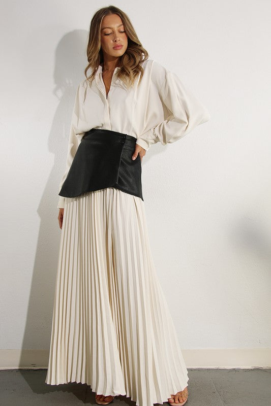 Cream pleated skirt set 4 oct