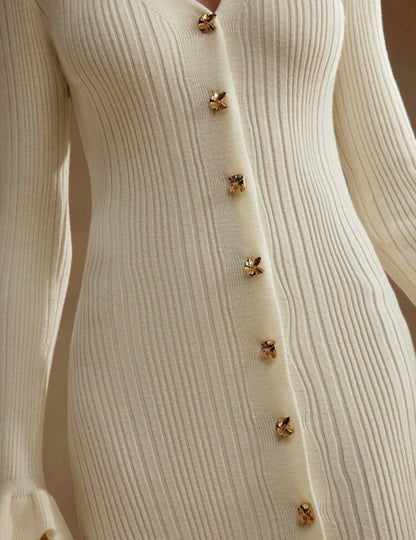 Ivory ribbed dress