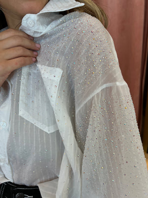 White rhinestones shirt