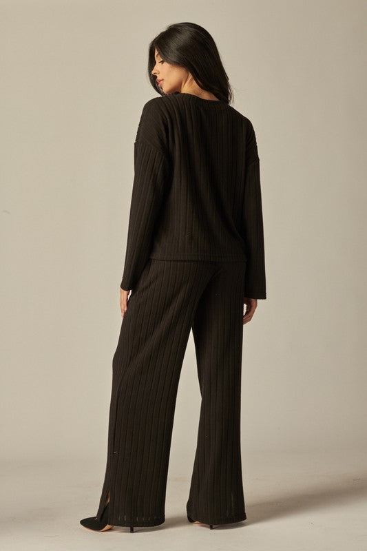 Black ribbed loungewear set  10 marzo