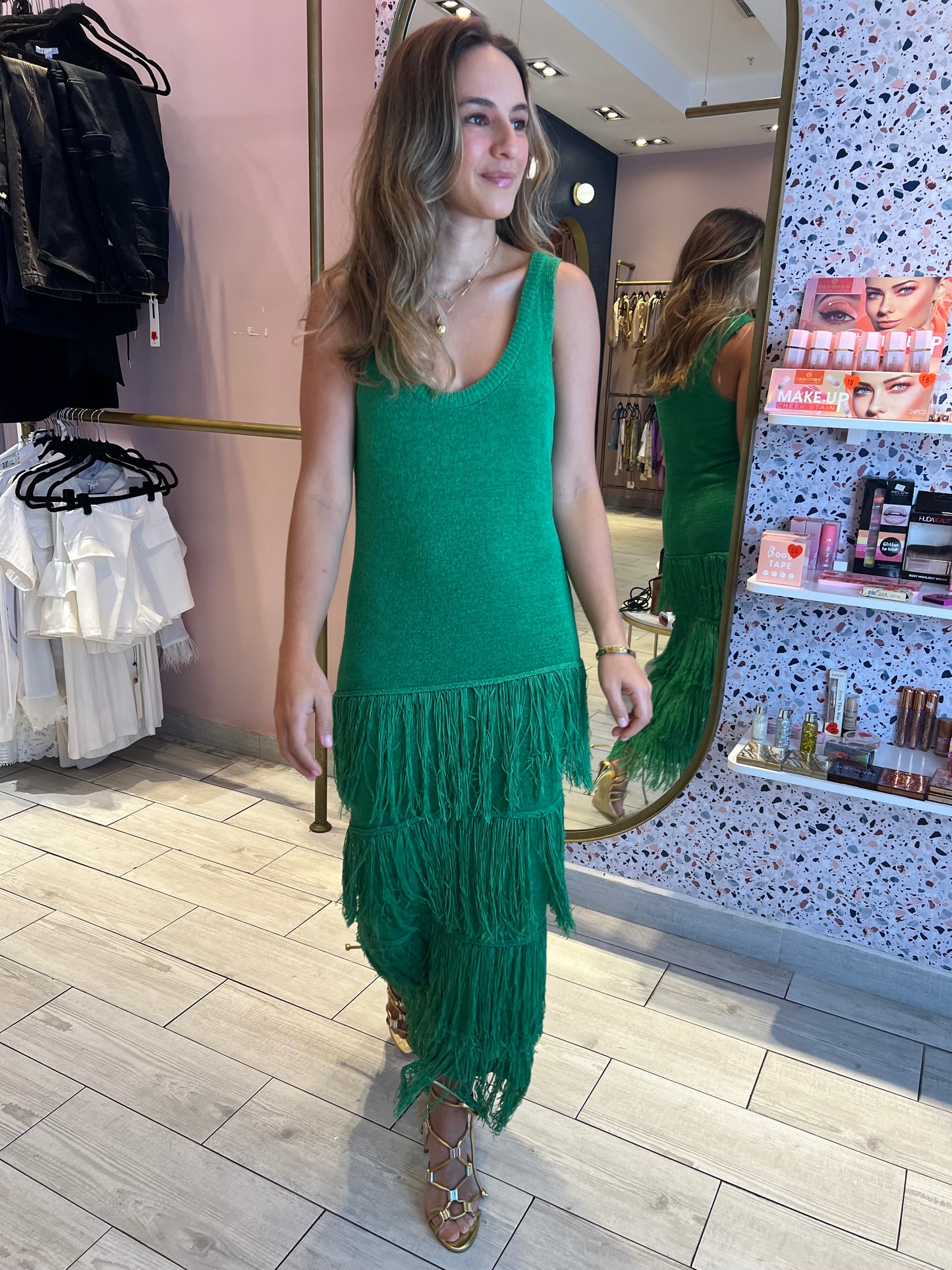 Olivias Green fringed dress