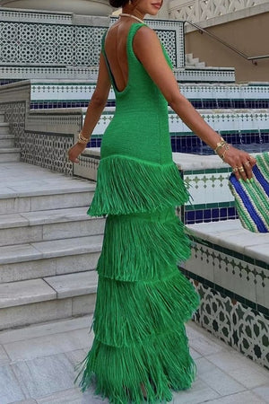 Olivias Green fringed dress