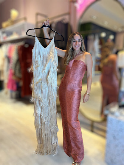 Gold rose Gia’s Fringed Dress 29 marzo