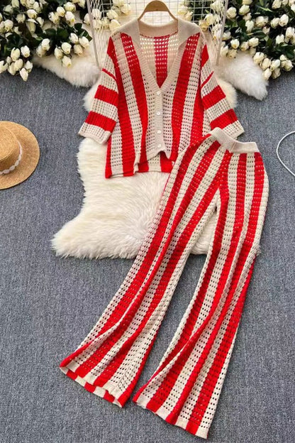 Red crochet set