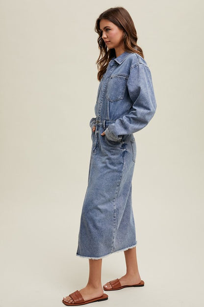 Denim midi dress