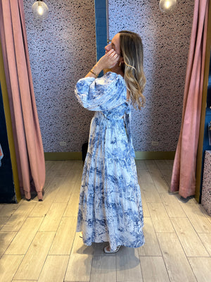 Toile puffy Slevee maxi dress