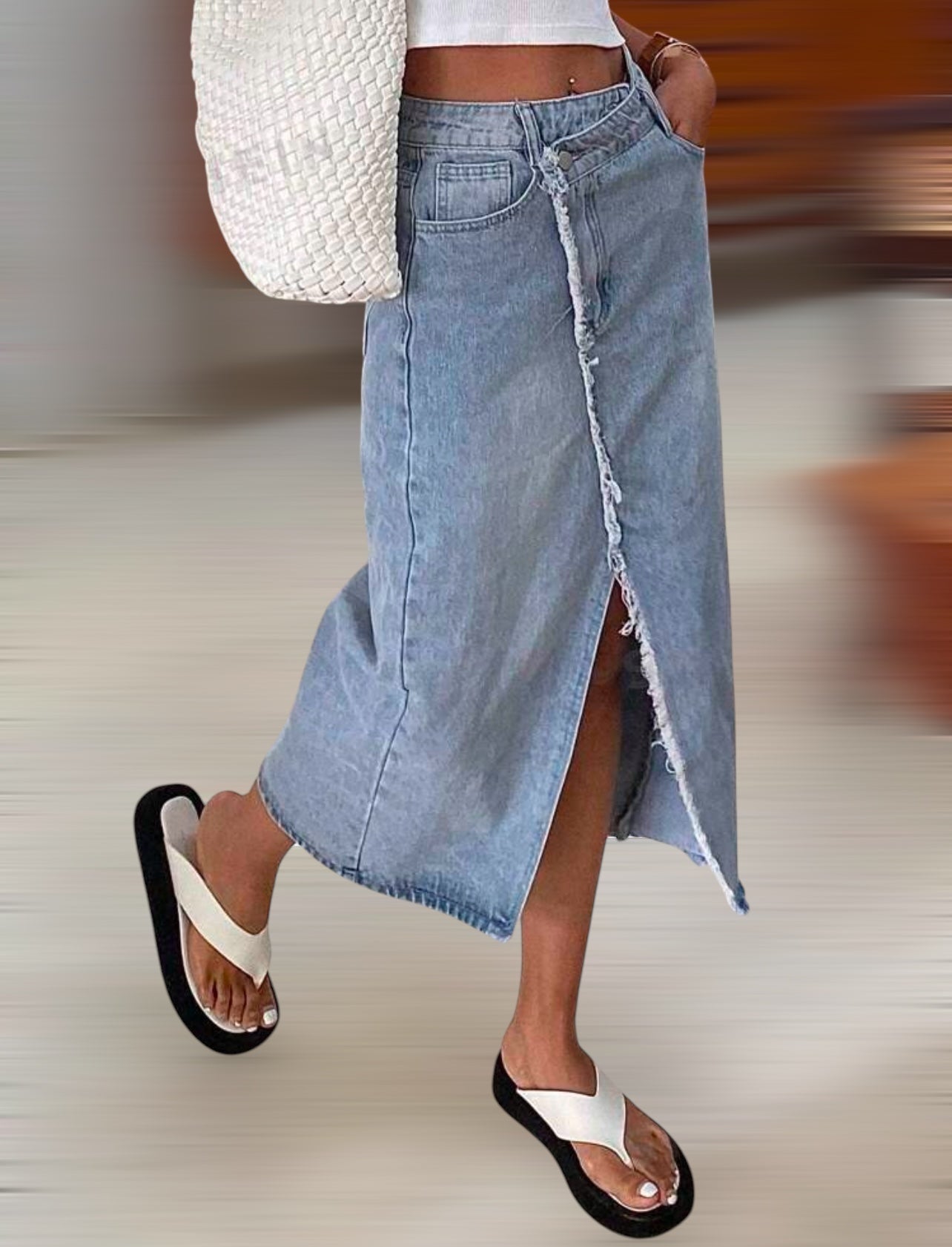 Denim Fringed skirt 27 dic