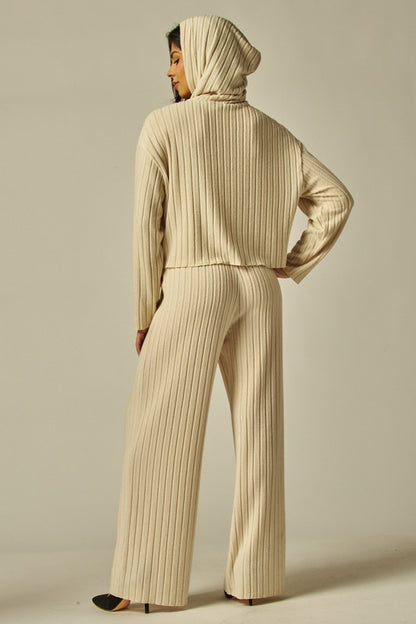 Nude ribbed hoddie loungewear set 10 marzo