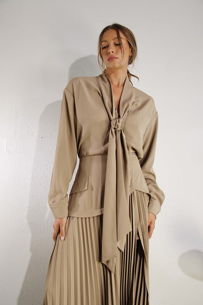 Khaki pleated fashion runway set