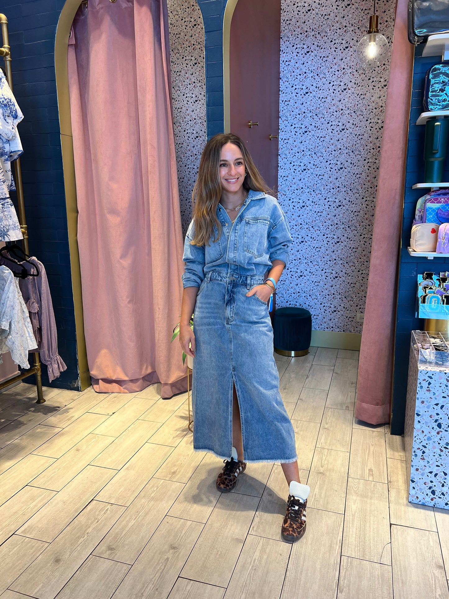 Denim midi dress