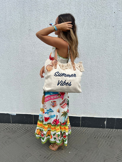 Beige summer vibes tote bag