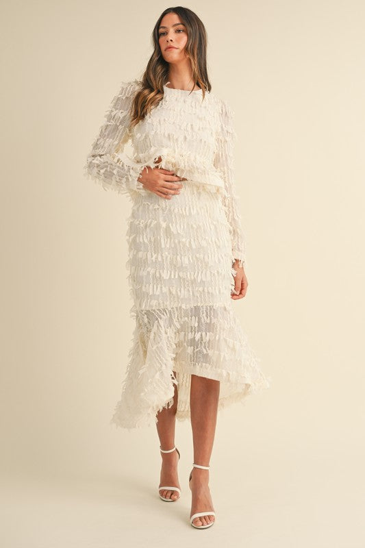 Fringed cream skirt set 20 sept