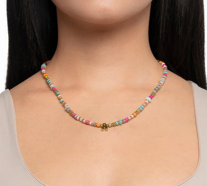 Mayamar Multi stone beaded initial necklace