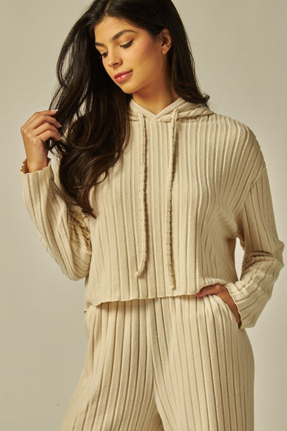 Nude ribbed hoddie loungewear set 10 marzo