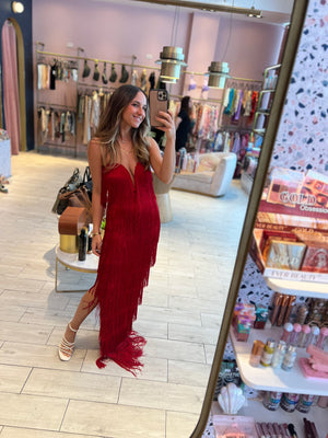 Lala’s Red fringed dress