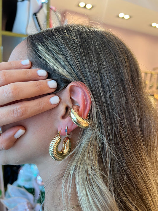 Textured big gold ear cuff