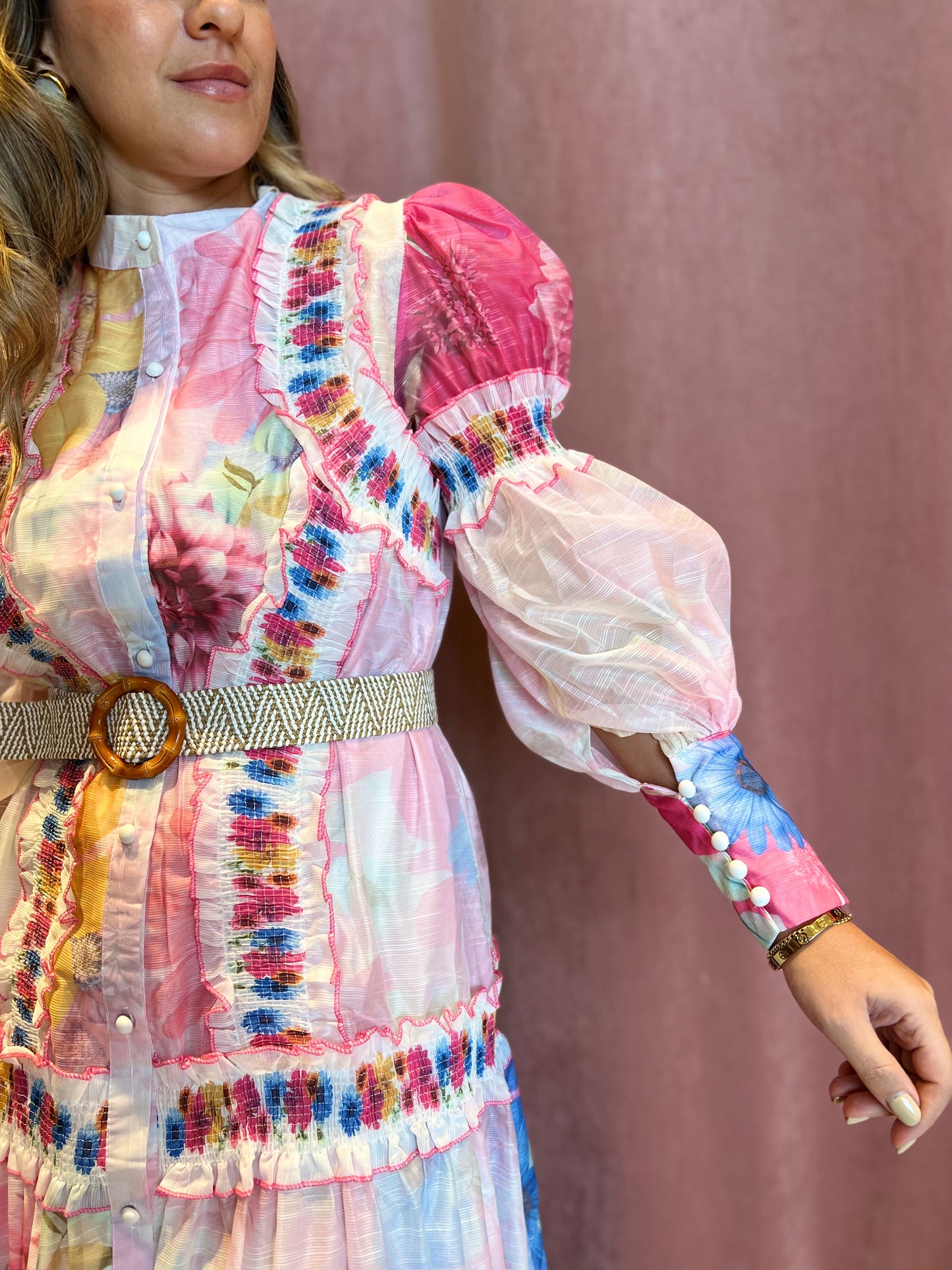 Tie dye maxi belted dress