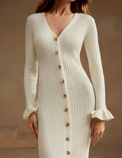 Ivory ribbed dress