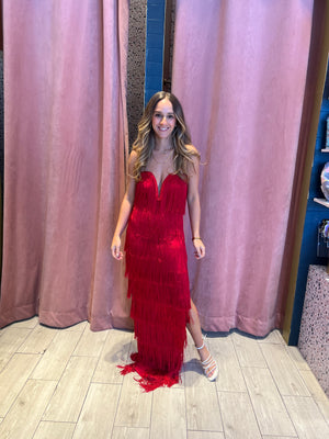 Lala’s Red fringed dress