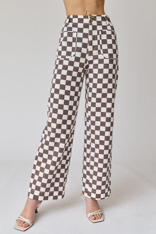 Coffee checkerd pants 10 oct