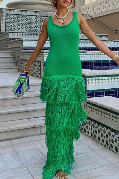 Olivias Green fringed dress