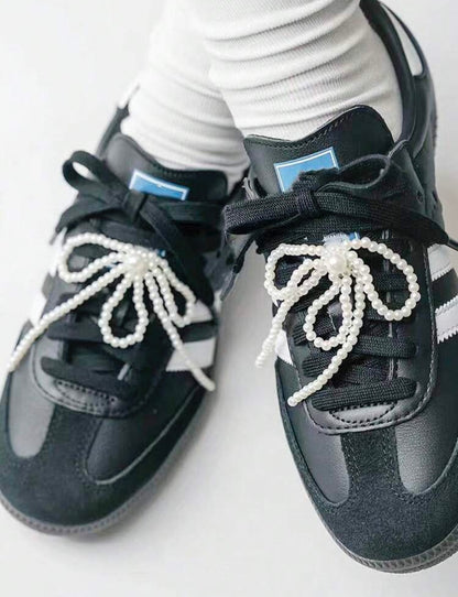 2 pieces pearls bow for sneakers