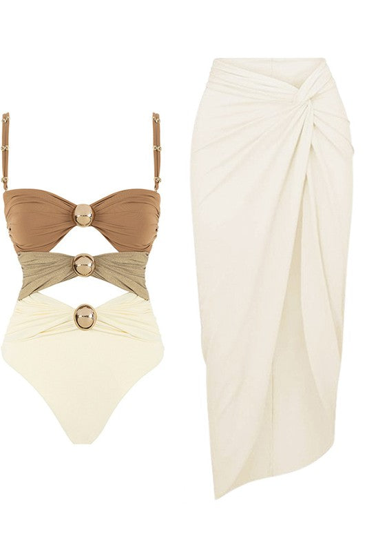 Cut out Khaki santorini bikini set