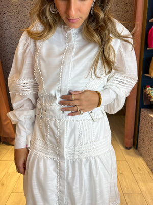 White lace trim puffy dress