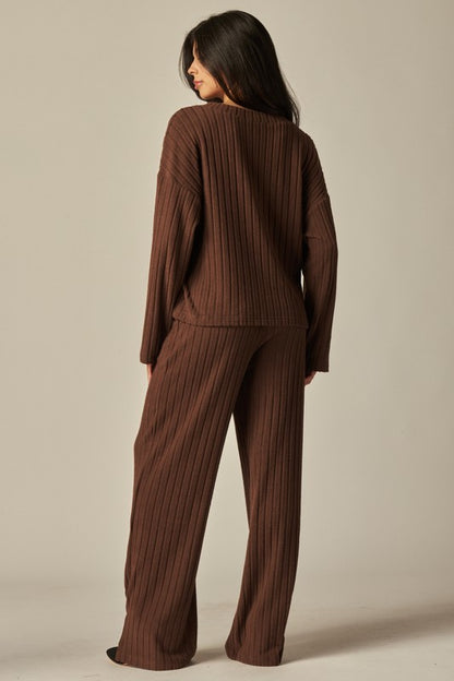 Brown ribbed loungewear set 10 marzo