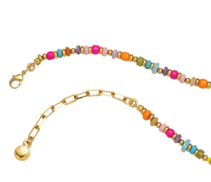 Mayamar Multi stone beaded initial necklace