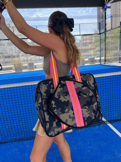 Olive camo padel & tennis neoprene bag