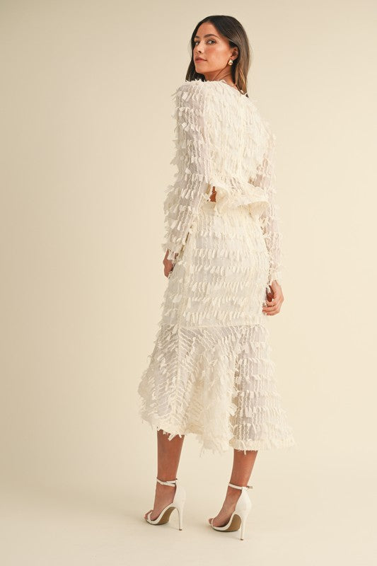 Fringed cream skirt set 20 sept