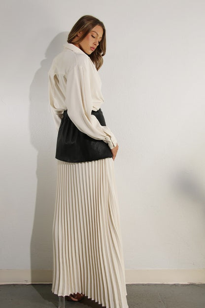 Cream pleated skirt set 4 oct