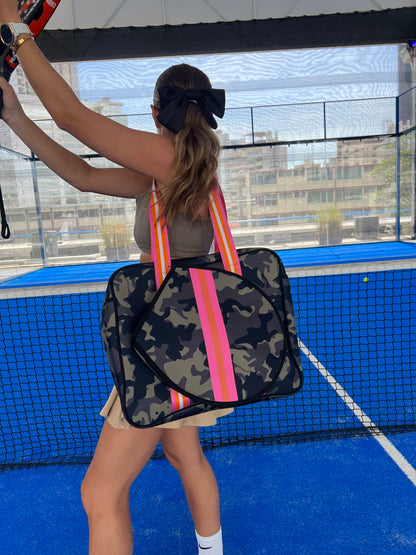 Olive camo padel & tennis neoprene bag