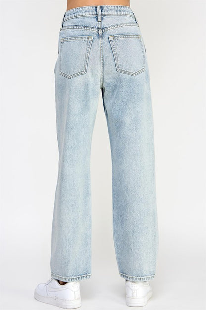 Criss cross straight jeans