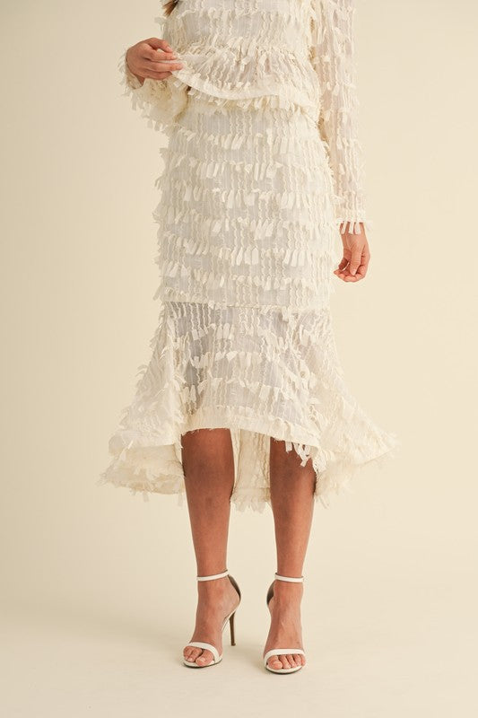 Fringed cream skirt set 20 sept