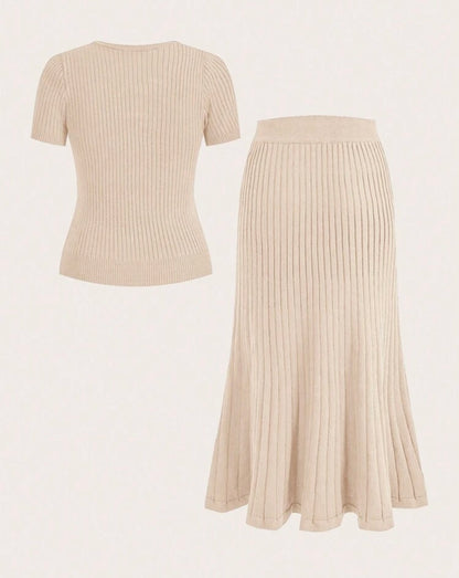 Cream ribbed skirt set 18 marzo