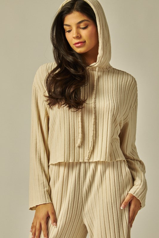 Nude ribbed hoddie loungewear set 10 marzo