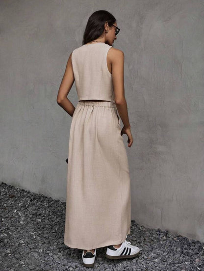 Nude vest skirt set