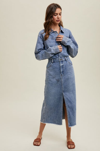 Denim midi dress