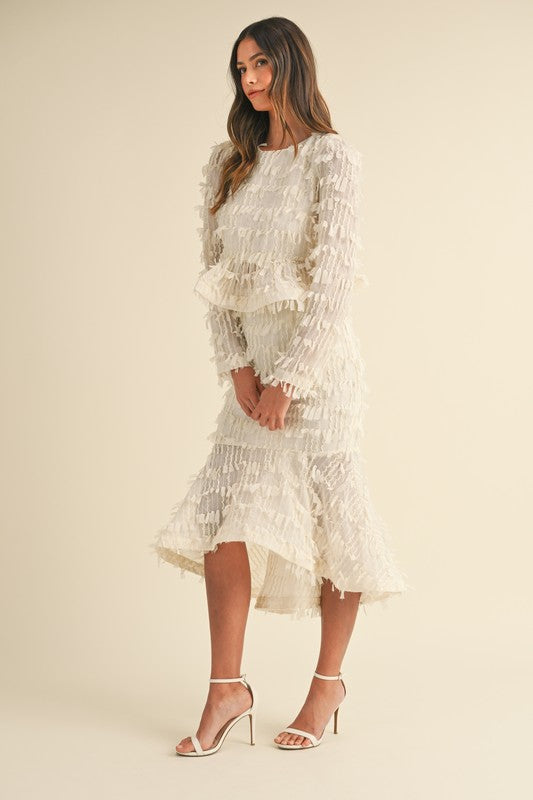 Fringed cream skirt set 20 sept