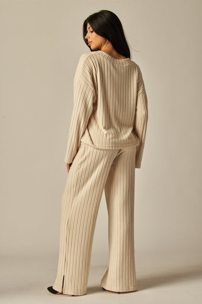 Nude ribbed loungewear set