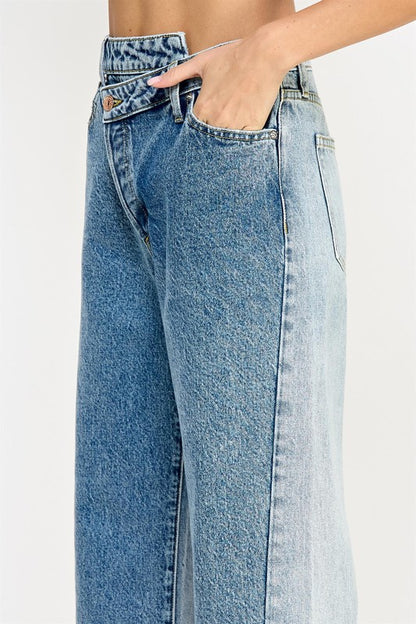 Criss cross straight jeans