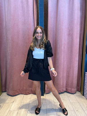Black cargo mini skirt