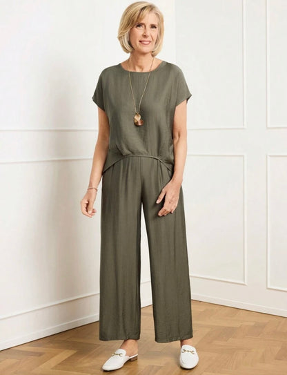 Olive Silky pants & top set 22 marzo